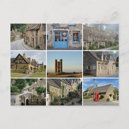Cotswolds collage postcard
