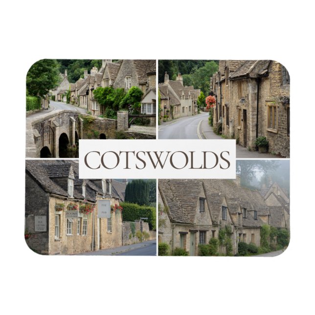 Cotswolds landscapes collage travel photo magnet (Horizontal)