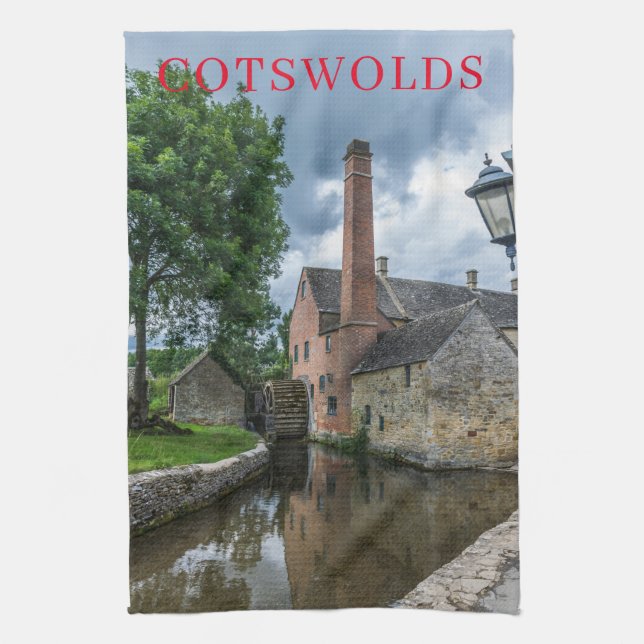Cotswolds Lower Slaughter watermill tea towel (Vertical)