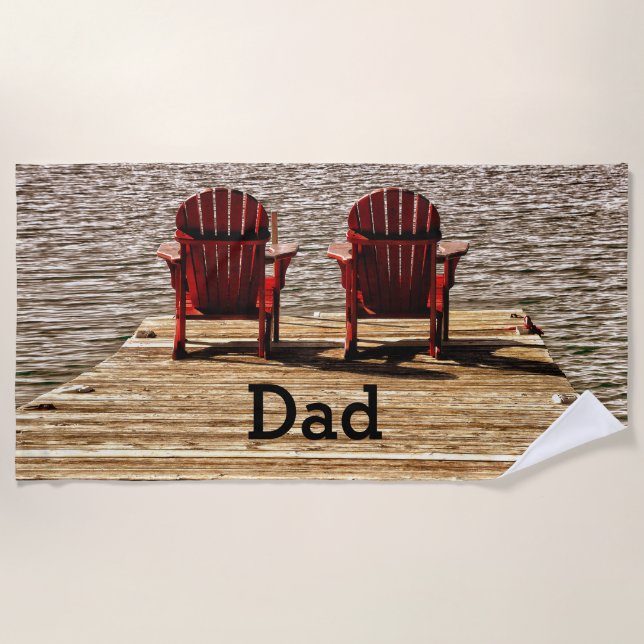 Cottage Adirondack Chairs Dad Beach Towel (Front)