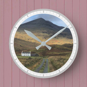 Cottage and Mountain on the Isle of Mull, Scotland Round Clock