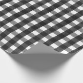 Cottage Black White Watercolor Buffalo Check Gift Wrapping Paper (Corner)