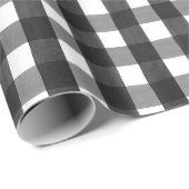 Cottage Black White Watercolor Buffalo Check Gift Wrapping Paper (Roll Corner)