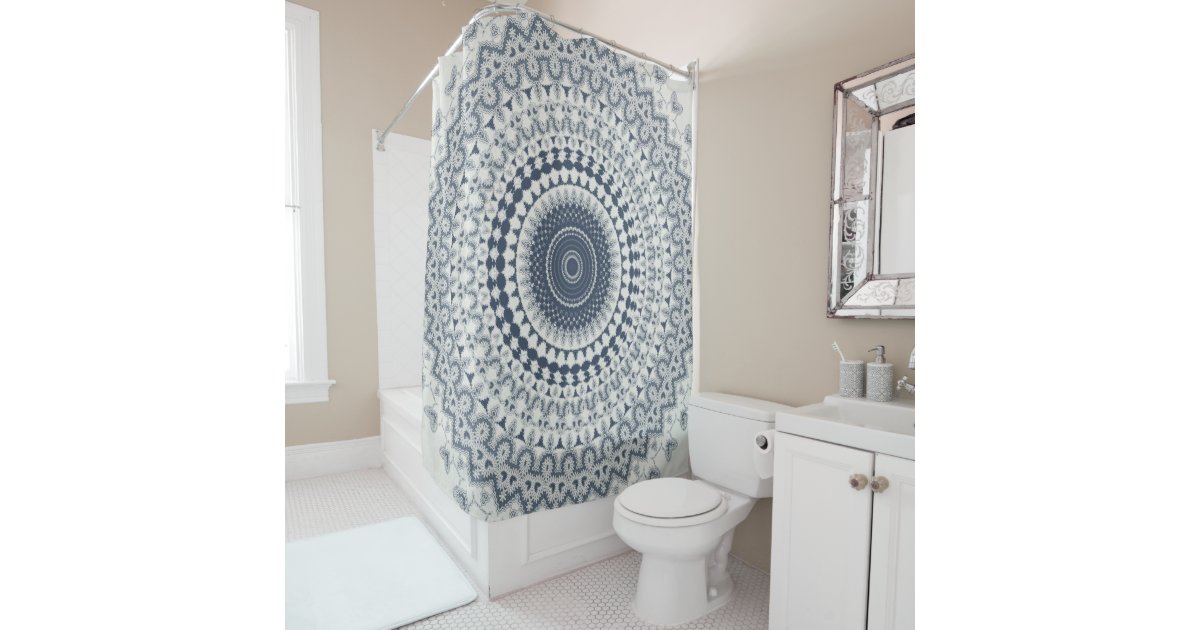 Cottage Blue Mandala Shower Curtain Zazzle