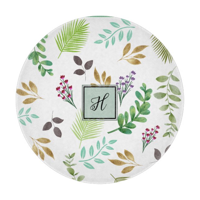 Cottage Botanical Initial Cutting Board (Front)