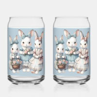 Cottage Bunny Sisters Watercolor Illustration