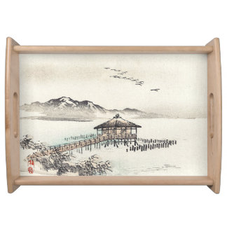 Cottage by the sea by Kōno Bairei Serving Tray