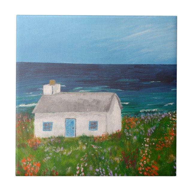 Cottage by the sea   ceramic tile (Front)