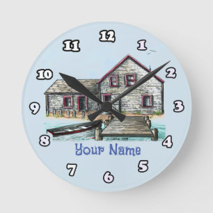 Cottage By The Sea Round Clock