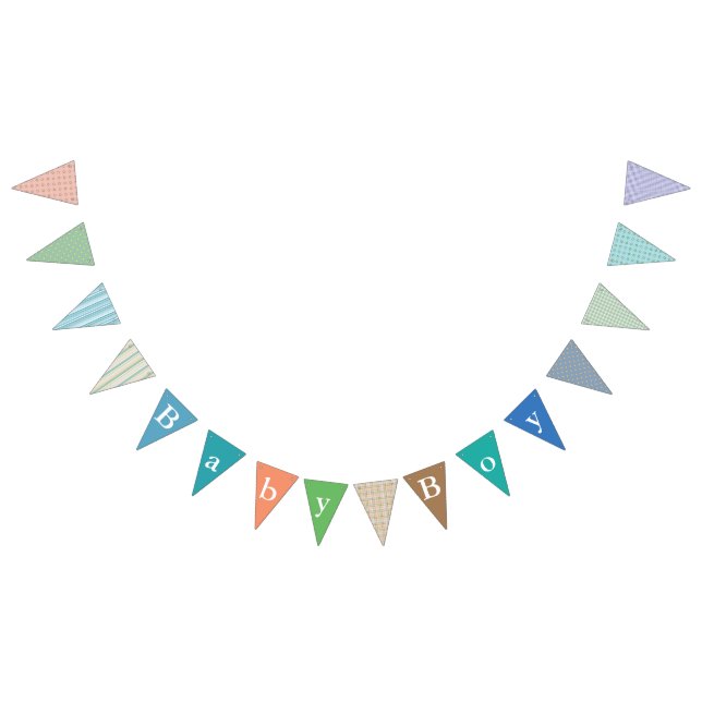 Cottage Chic Boy Baby Shower Bunting Flags (All)