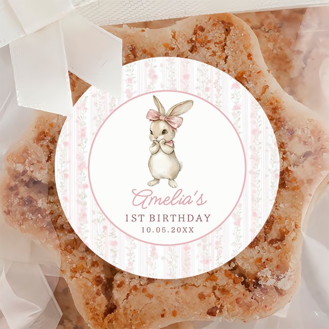 Cottage Chic Bunny Floral Birthday Sticker (Creator Uploaded)