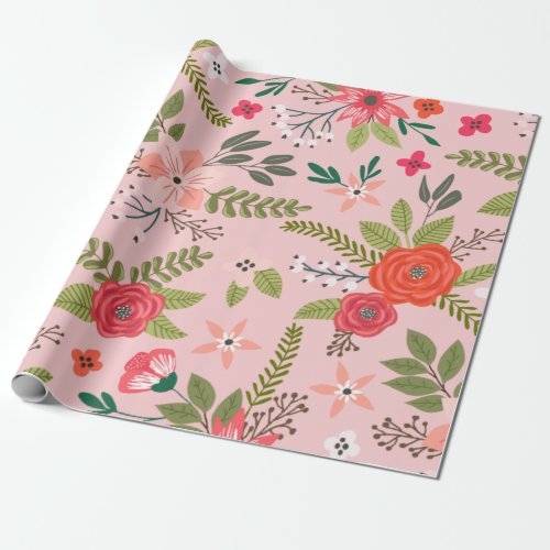 Cottage Chic Floral Pattern Wrapping Paper