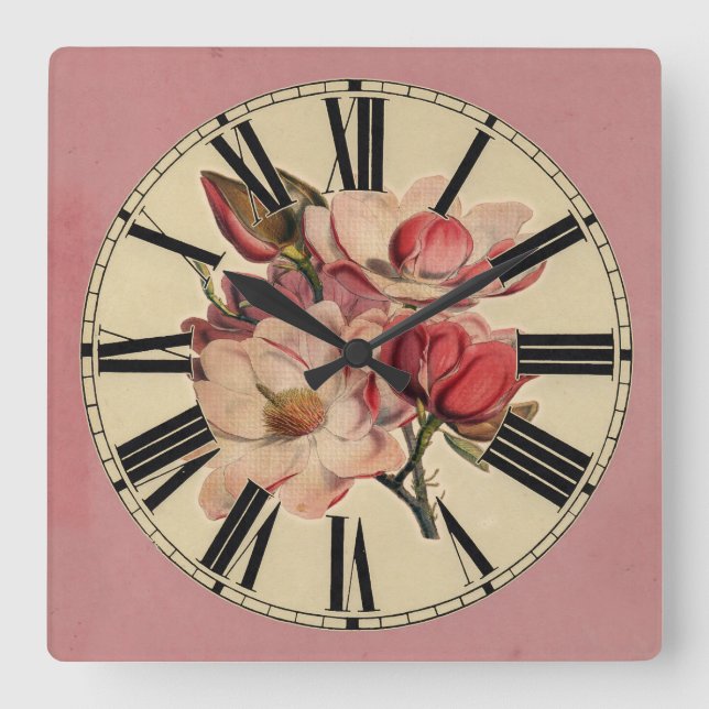 Cottage Chic Floral Wall Clock (Front)