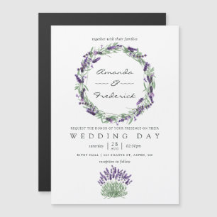 Cottage Chic Lavender Wedding Magnetic Invitation