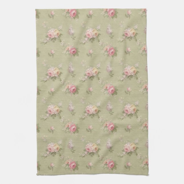 Cottage Chic Roses Kitchen Towel (Vertical)