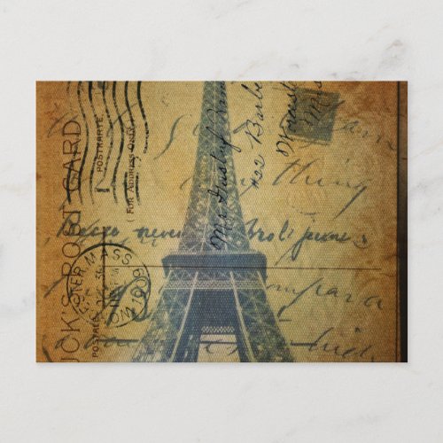 Cottage Chic Scripts Vintage Paris Eiffel Tower Postcard