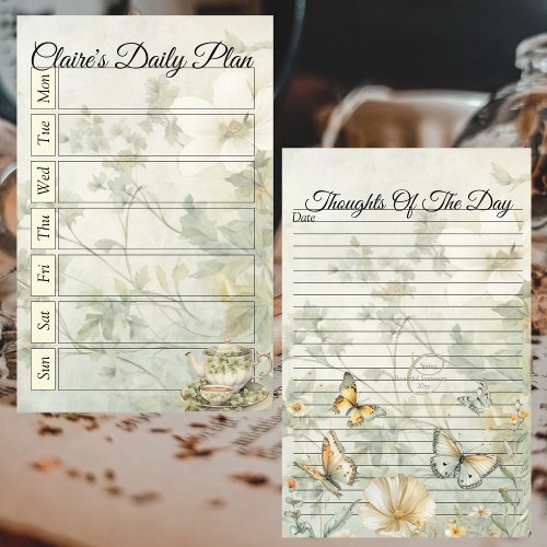 Cottage_Chic Soft Yellow Daily Plan Binder Page