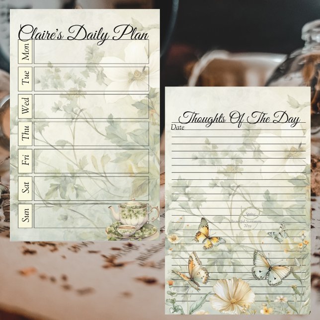 Cottage-Chic Soft Yellow Daily Plan Binder Page (Cottage-Chic Soft Yellow Daily Plan Binder Page)