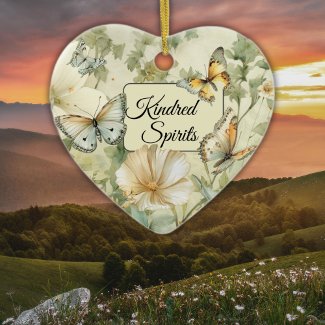 Cottage Chic Wildflowers Kindred Spirits Heart Ceramic Ornament