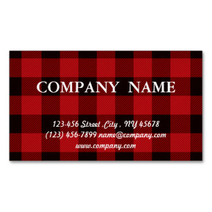 cottage Christmas Red buffalo lumberjack plaid Business Card Magnet