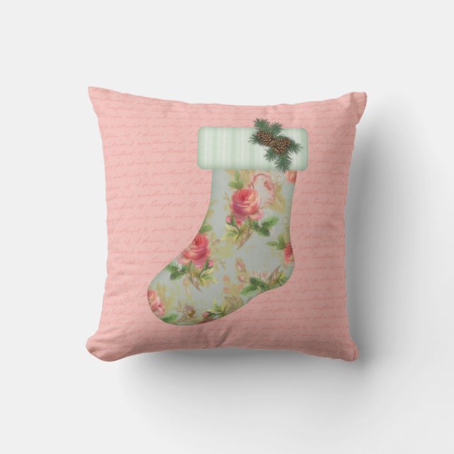 Cottage Christmas Stocking Pillow (Front)