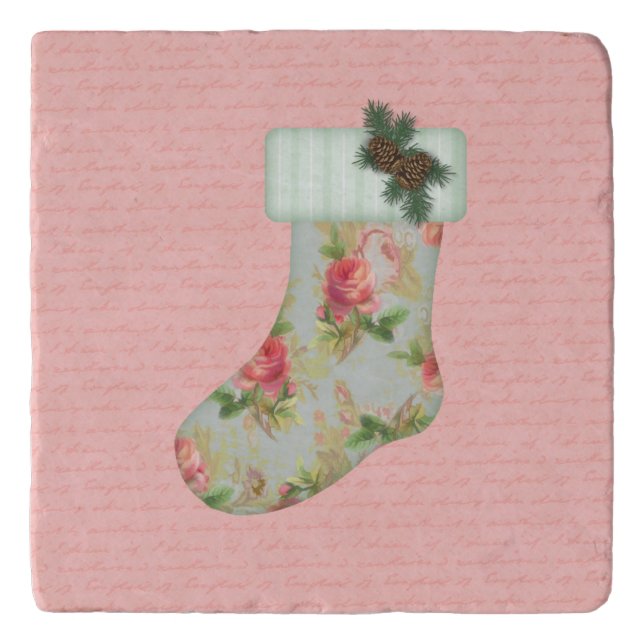 Cottage Christmas Stocking Trivet (Front)