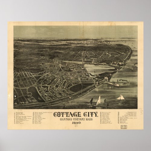 Cottage City Oak Bluffs Massachusetts 1890 Poster