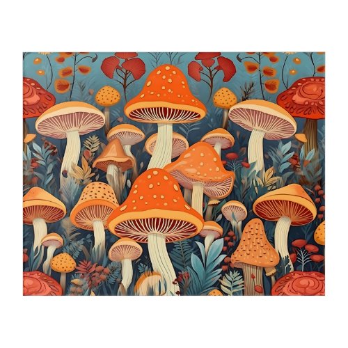 Cottage Core Colorful Mushrooms Pattern Acrylic Print