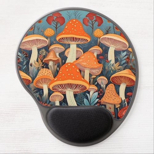 Cottage Core Colorful Mushrooms Pattern Gel Mouse Pad