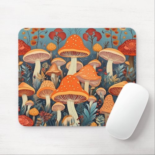 Cottage Core Colorful Mushrooms Pattern Mouse Pad
