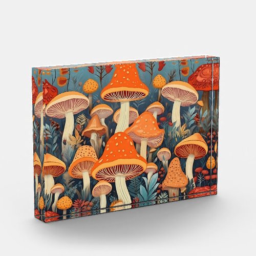 Cottage Core Colorful Mushrooms Pattern Photo Block