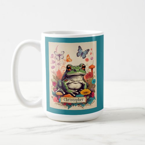 Cottage Core Cute Frog and Mushroom Coffee Mug