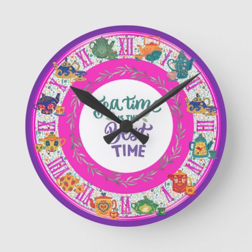 Cottage Core Farmhouse Tea Shop Kitchen Cafe Round Clock