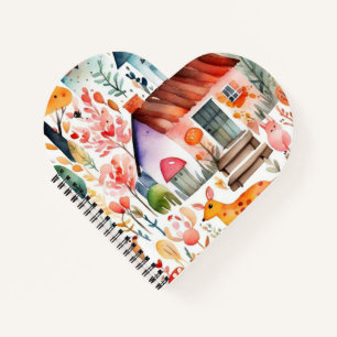 Cottage core floral countryside animals houses notebook