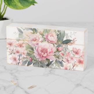 Cottage core floral distressed look wooden box sign