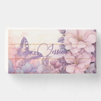 Cottage core floral distressed look wooden box sign