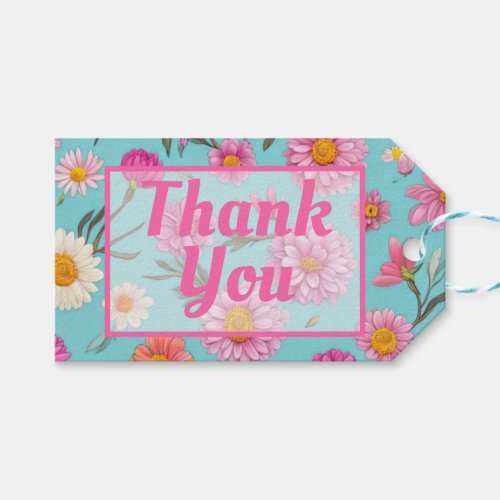 Cottage core floral white daisies pink flowers gift tags