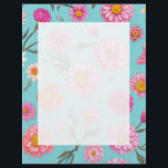 Cottage core floral white daisies pink flowers letterhead<br><div class="desc">The enchanting contrast of pink, white, and orange daisies against a teal background creates a visually stunning piece, blending floral beauty with a soothing and captivating canvas This is part of a collection- https://www.zazzle.com/collections/cottage_core_pink_white_daisies-119899896319302027 If you don’t see what you need in the collection, you can easily transfer image to hundreds...</div>
