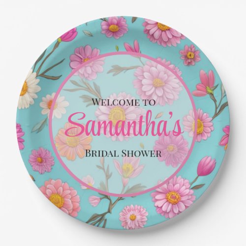 Cottage core floral white daisies pink flowers paper plates