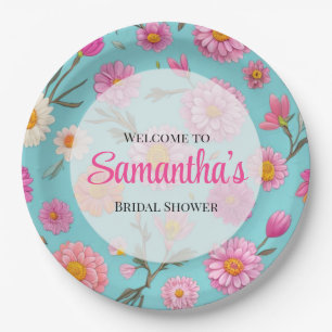 Cottage core floral white daisies pink flowers paper plates