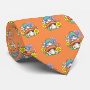 Cottage Core Frog Mushroom Hippie Neck Tie