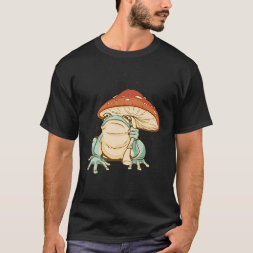 Cottage Core Frog Umbrella T_Shirt