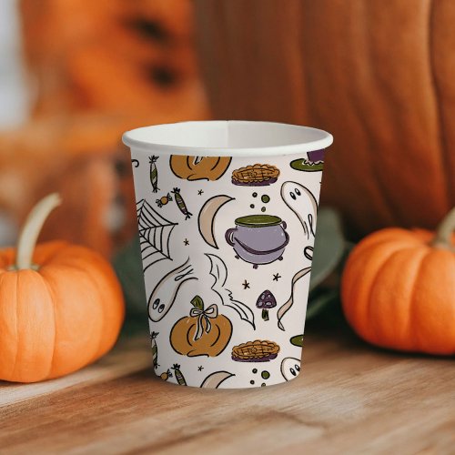 Cottage Core Halloween Illustrations Baby Shower Paper Cups