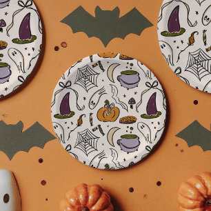 Cottage Core Halloween Illustrations Baby Shower Paper Plates