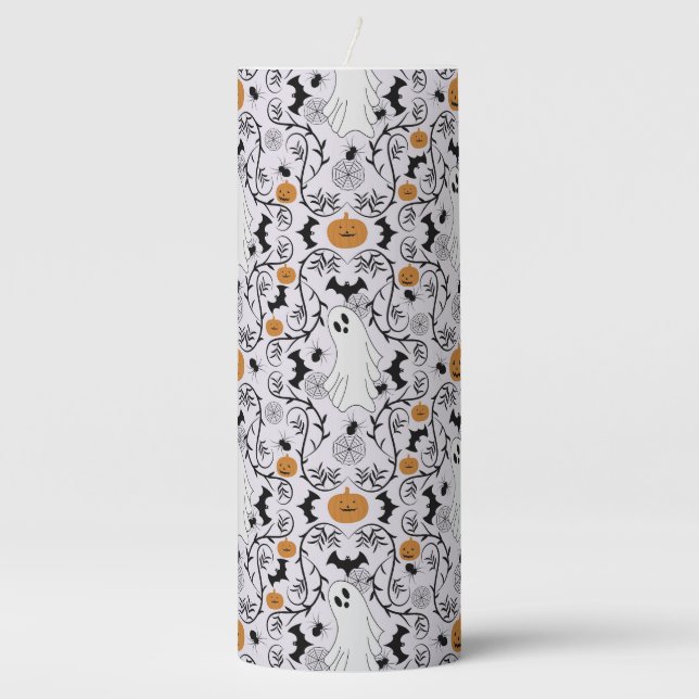 Cottage core Halloween Pillar Candle (Front)