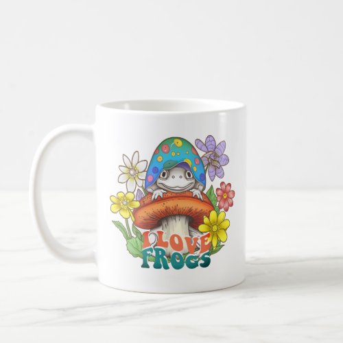 Cottage Core I Love Frogs Mushrooms Coffee Mug