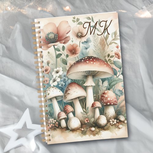 Cottage Core Monogrammed Mushrooms and Flowers Planner