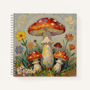 Cottage Core Mushroom Personalized Sketchbook Notebook