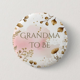 Cottage Core Mushrooms and Flowers Grandma To Be Button