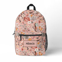 Cottage Core Pink Floral Personalized Backpack